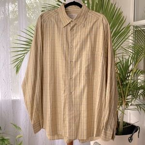 ERMENEGILDO ZEGNA Men’s Yellow Button Down Long Sleeve Shirt XL Made in Italy